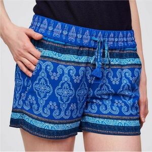 LOFT blue mosaic stripe tassel drawstring flowy shorts XL